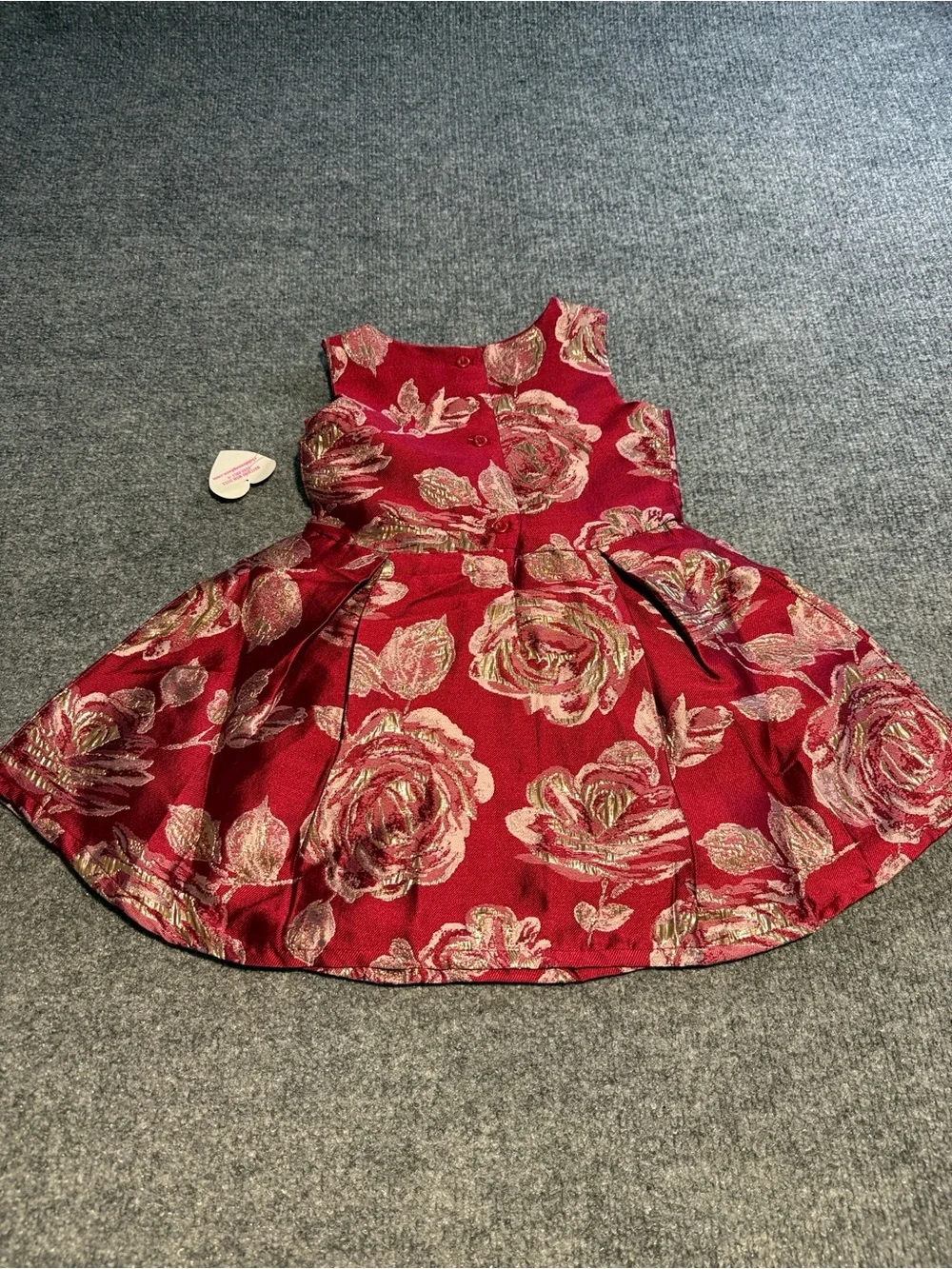 The Children's Place Red Dress with Gold Floral Jacquard